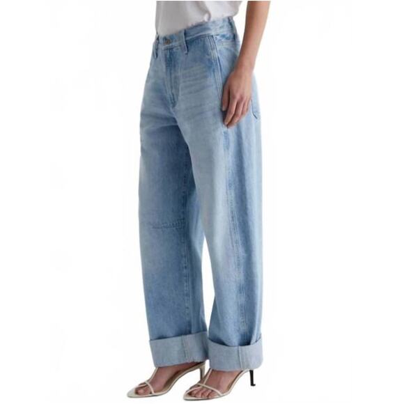 Adriano Goldshmied Jeans Women 32 Mercer Cuffed High Rise Barrel Wide Leg Baggy - Picture 3 of 16